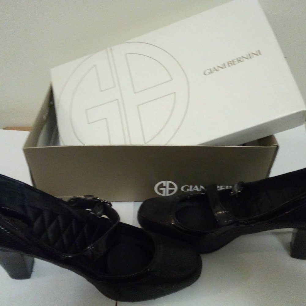 New Black Giani Bernini 8.5 M Bodafblk 2 Inch Heel Closed Toe Mary Jane Style